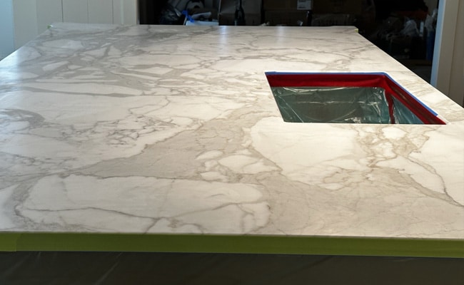 marble countertop masked and protected