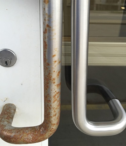 metal door handles renewed and protected