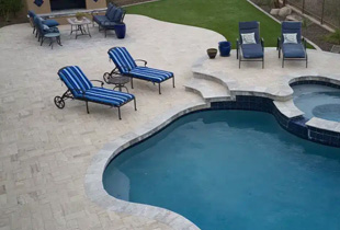 Travertine pool surround